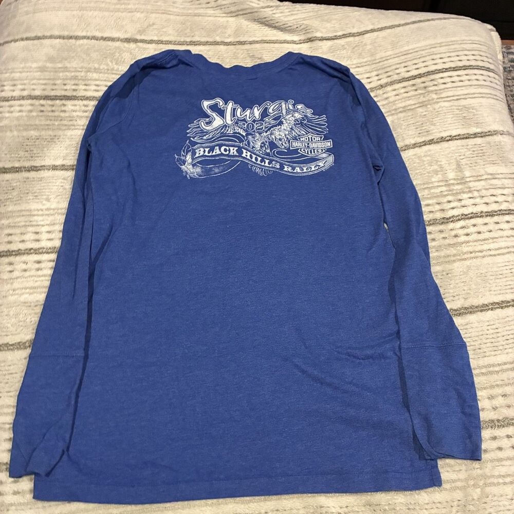 Harley-Davidson Scoop Neck Tie Lace Up Women’s Long Sleeve Rapid City See Pics - Picture 8 of 10